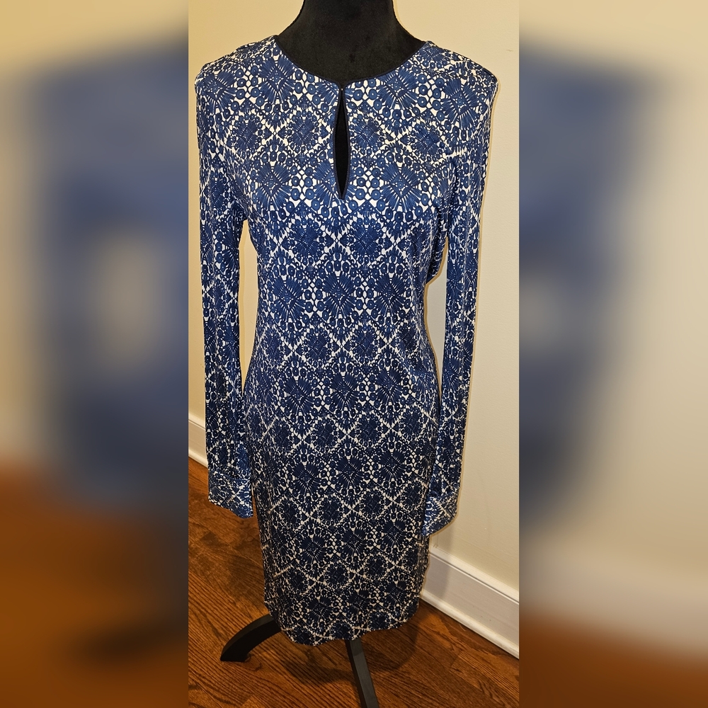 Tory Burch Blue and White Patterned Dress